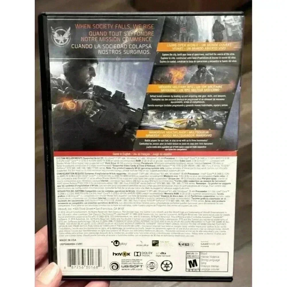 Tom Clancy's The Division PC DVD-ROM Online Ubisoft‎ Free Shipping READ